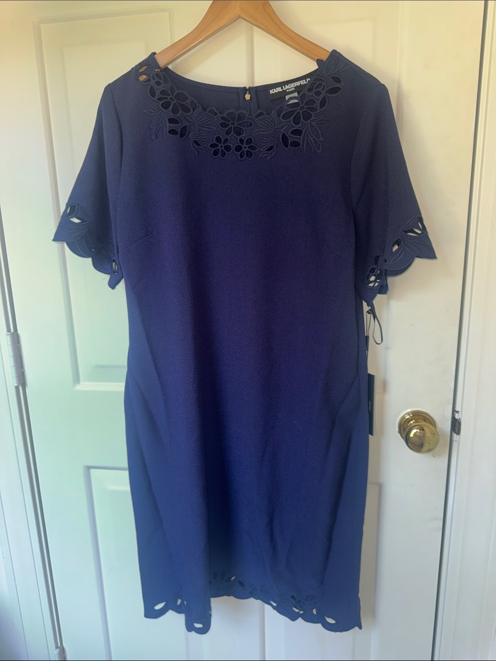 Karl Lagerfeld Navy Floral Cutout Midi Dress